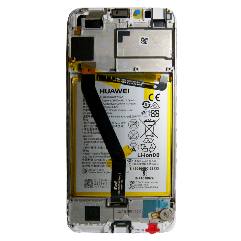 Huawei Honor 7A (AUM-AL00) LCD Display + Touchscreen + Frame Incl. Battery and Parts 02351WER White
