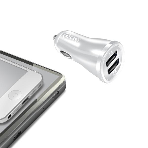 Celly Charger Car 2.1A Double USB White