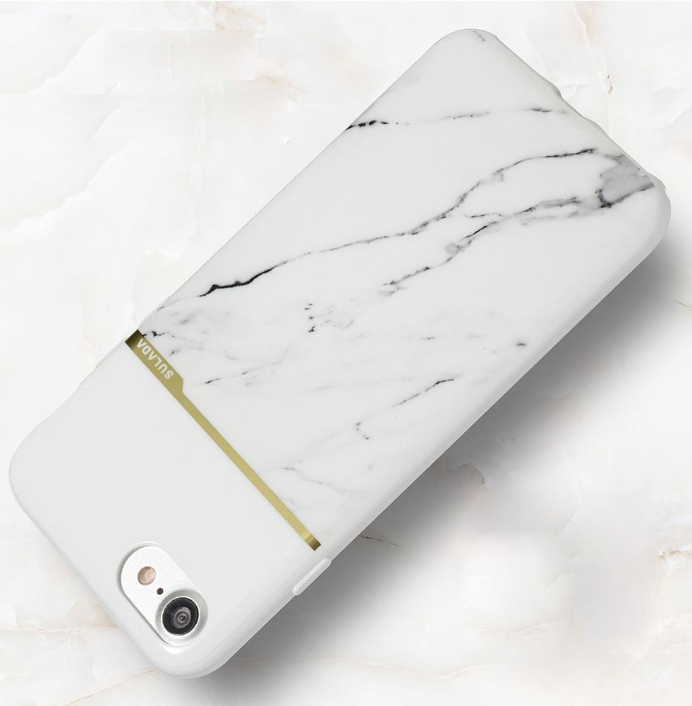 Apple iPhone 7 Plus/iPhone 8 Plus Sulada Marble TPU Case - White 