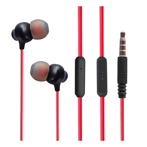 Fshang Metal Music Earphone - Q1 Series - Black/Red