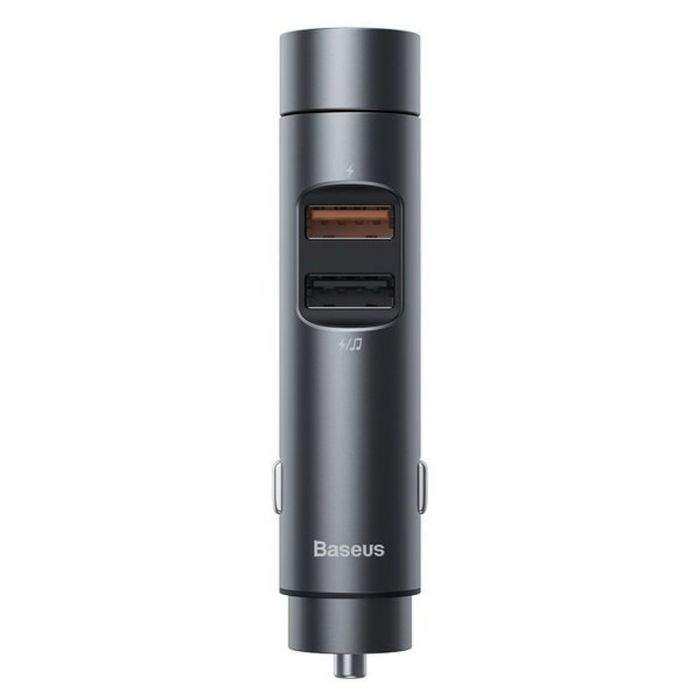 Baseus Car Charger Bluetooth FM Transmitter BT5.0, PPS, QC3.0, AFC, FCP, 2xUSB 18W Gray (CCNLZ-D0G)