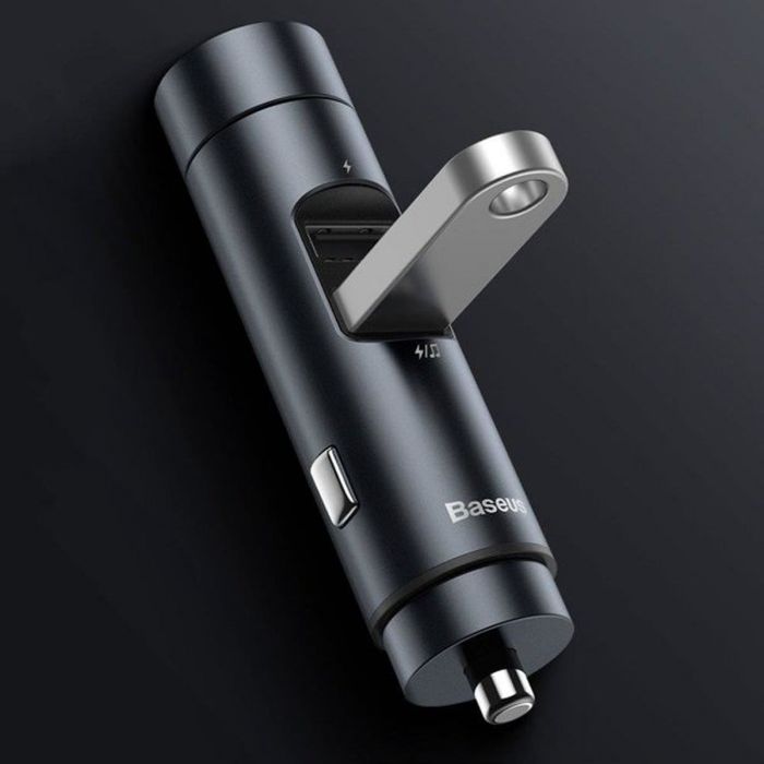 Baseus Car Charger Bluetooth FM Transmitter BT5.0, PPS, QC3.0, AFC, FCP, 2xUSB 18W Gray (CCNLZ-D0G)