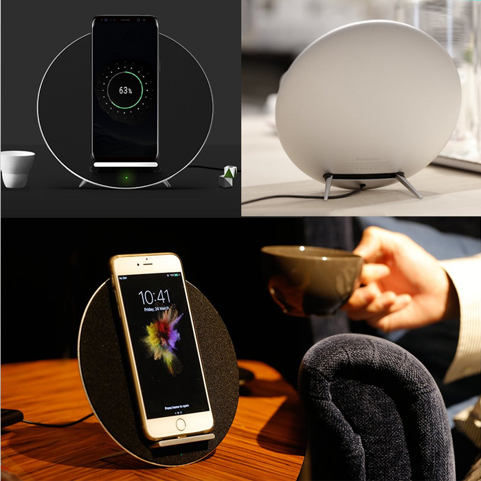 Funxim Bluetooth Stereo Speaker with built-in Fast Wireless Charger - MoonSonata W8 - Black Silver