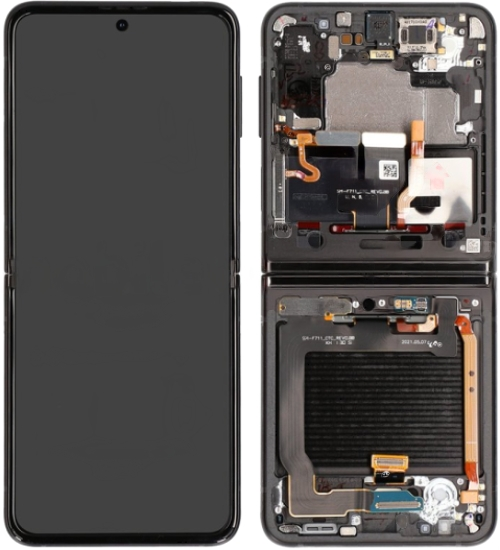 Samsung SM-F711B Galaxy Z Flip 3 LCD Display + Touchscreen + Frame - GH82-27243A/GH82-27244A/GH82-27443A - (No Camera) - Black