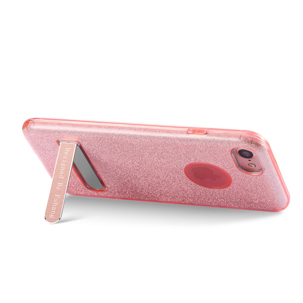 Fshang iPhone 7/iPhone 8/iPhone SE (2020) TPU Case - Rose Stand - Pink
