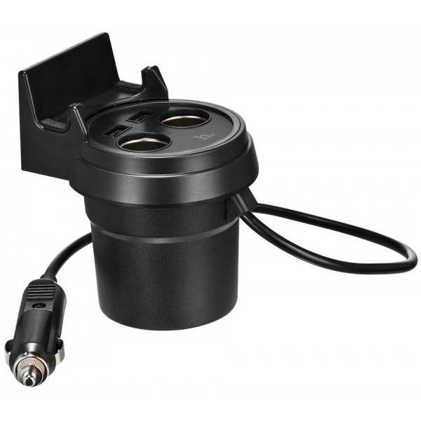 Hoco UC207 Multifunctional Car Cup Charger - 3.1A - Black