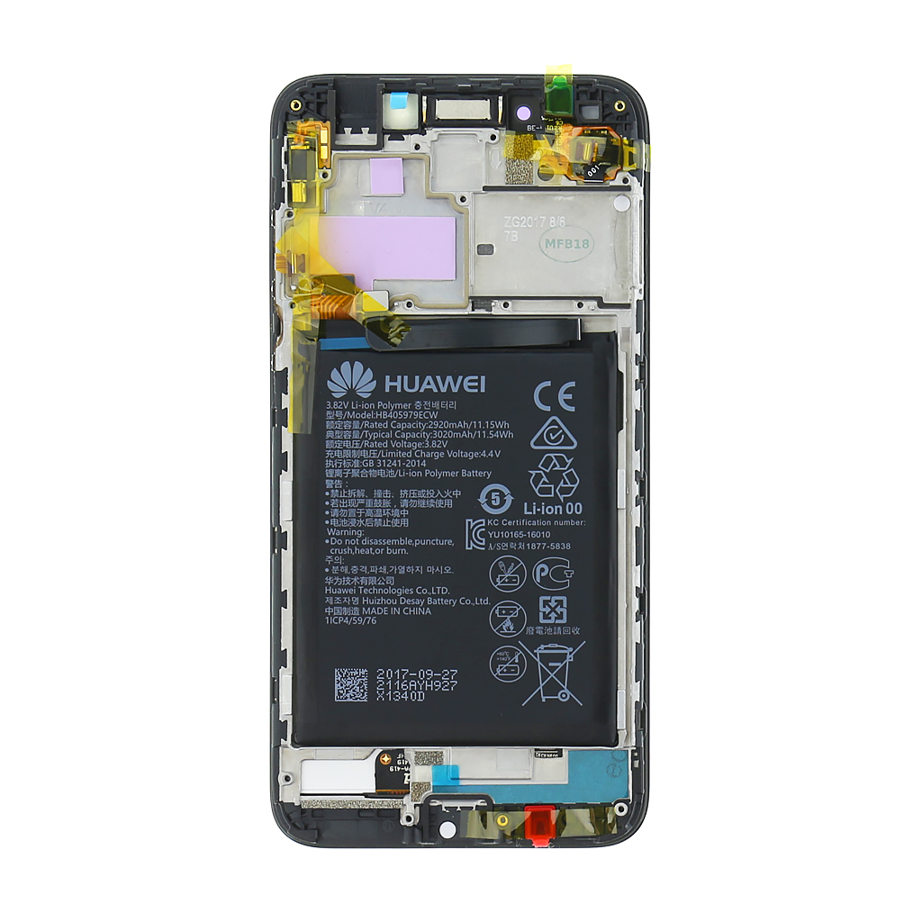 Huawei Honor 6A LCD Display + Touchscreen + Frame Incl. Battery and Parts - 02351KTW Grey