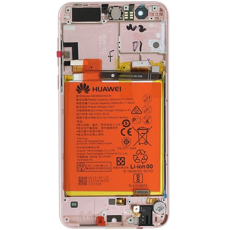 Huawei Honor 8 LCD Display + Touchscreen + Frame Pink 02350VAT Incl. Battery and Parts