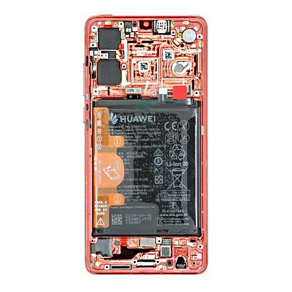 Huawei P30 (ELE-L29) LCD Display + Touchscreen + Frame - 02352NLQ/02353UBW - Incl. Battery + Parts - Amber