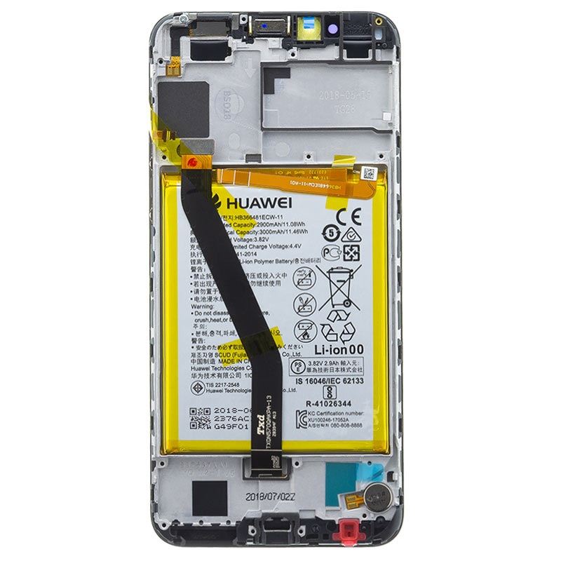 Huawei Honor 7A (AUM-AL00) LCD Display + Touchscreen + Frame Incl. Battery and Parts 02351WDU Black