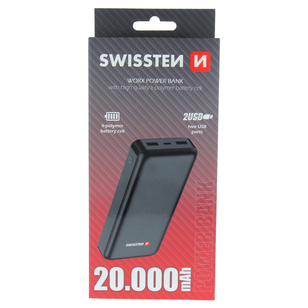 Swissten  Worx Powerbank - 20.000 mAh - Black