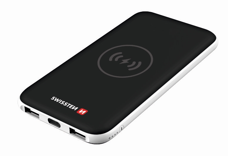 Swissten Wireless Slim Power Bank - USB-C Input - 8000 mAh - Black