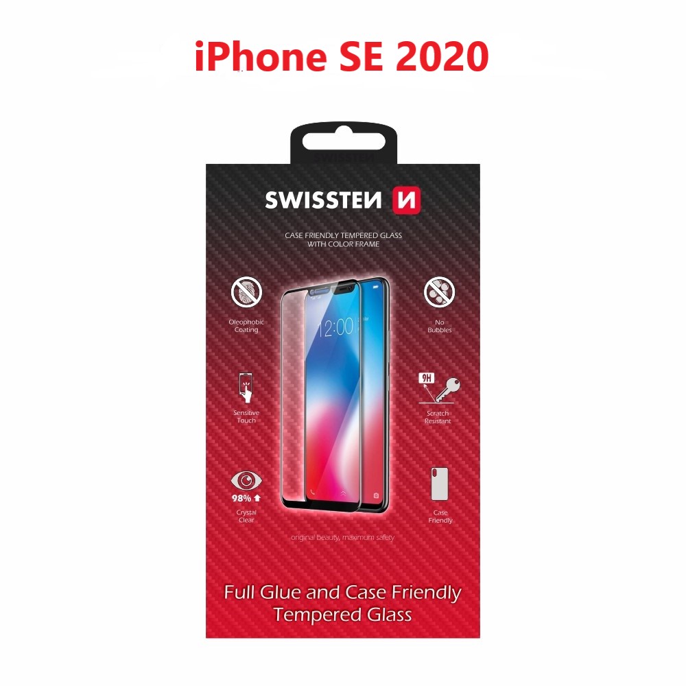 Swissten iPhone SE (2020)/iPhone SE (2022) Tempered Glass - 54501767 - Full Glue - Black
