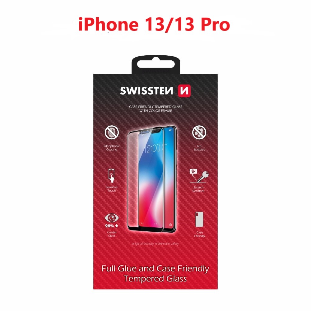 	Swissten iPhone 13/iPhone 13 Pro Tempered Glass - 54501803 - Full Glue - Black