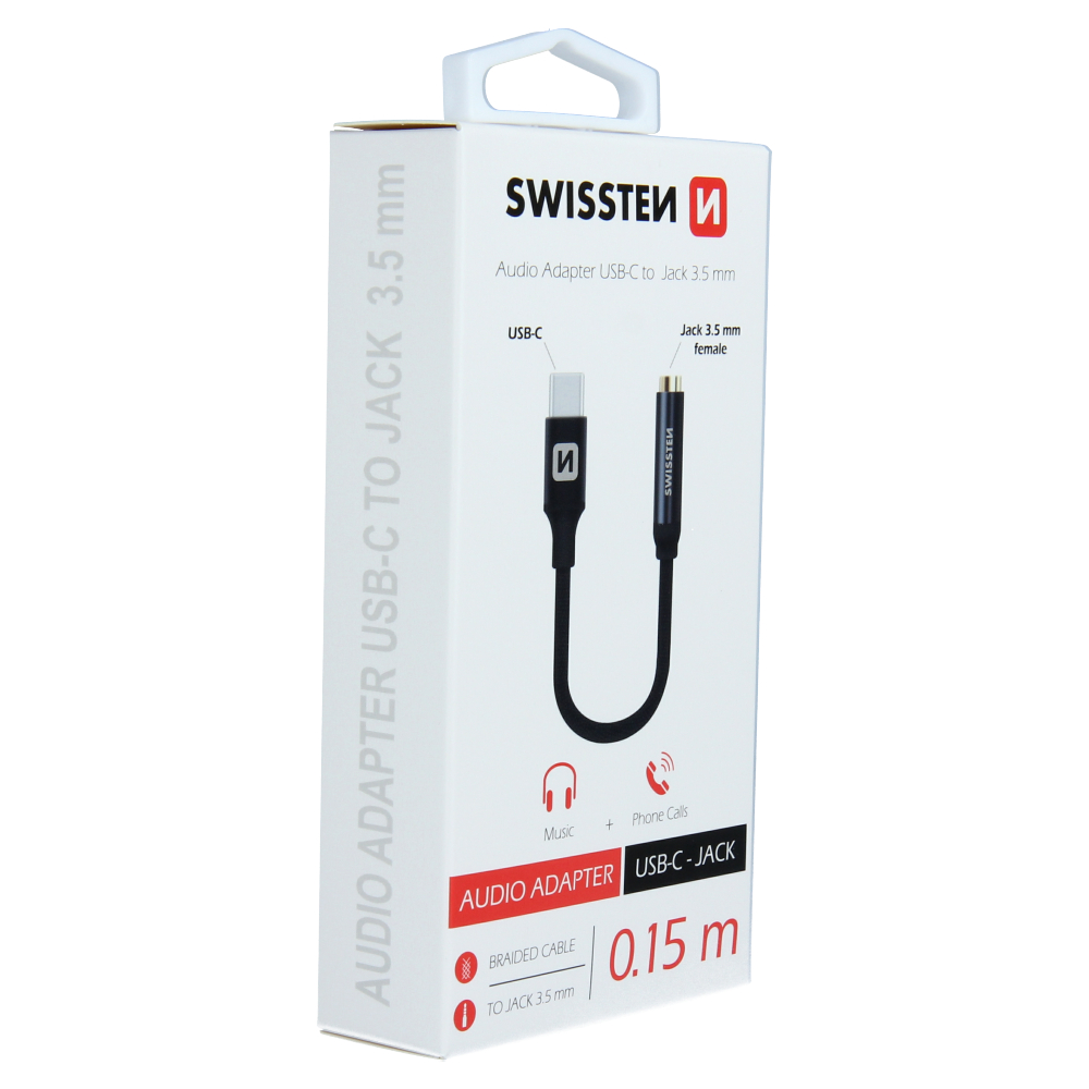 Swissten Audio Adapter USB-C / Jack (Female)  - 73501301 - 0.15M - Black