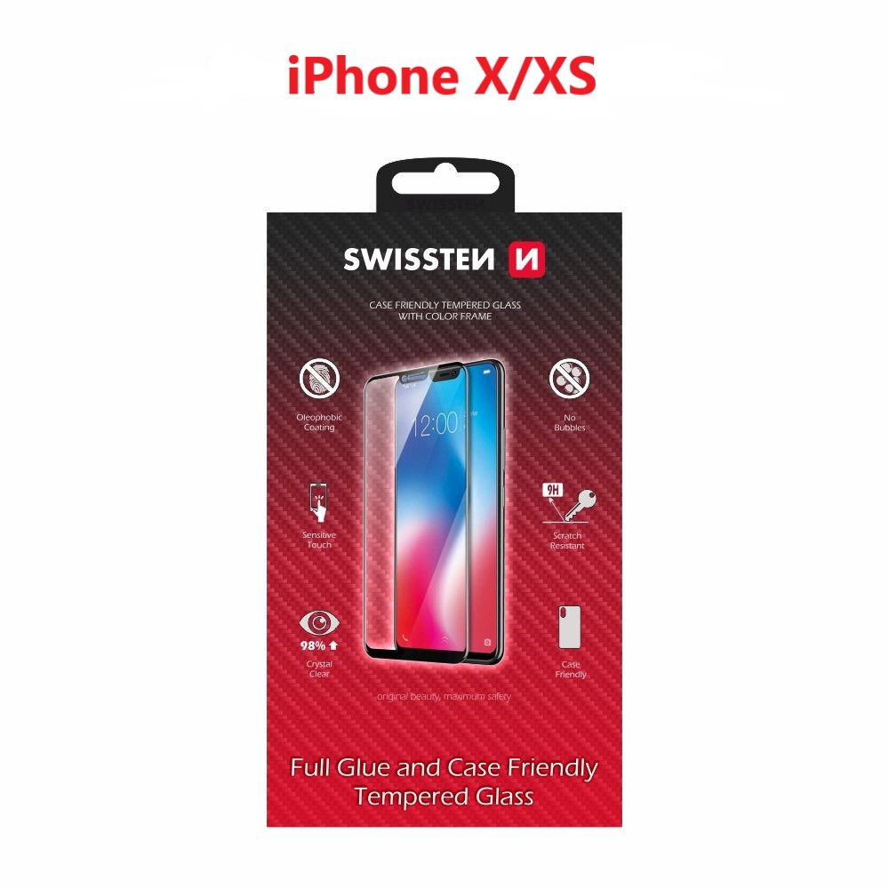 Swissten iPhone X/iPhone XS Tempered Glass - 54501703 - Full Glue - Black