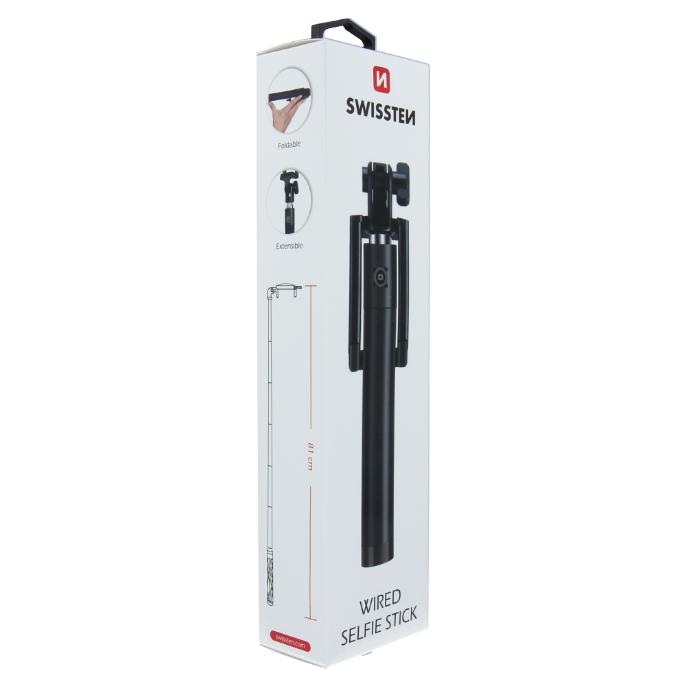 Swissten Wired Selfie Stick - 32000200 - With 3.5mm Jack Cable