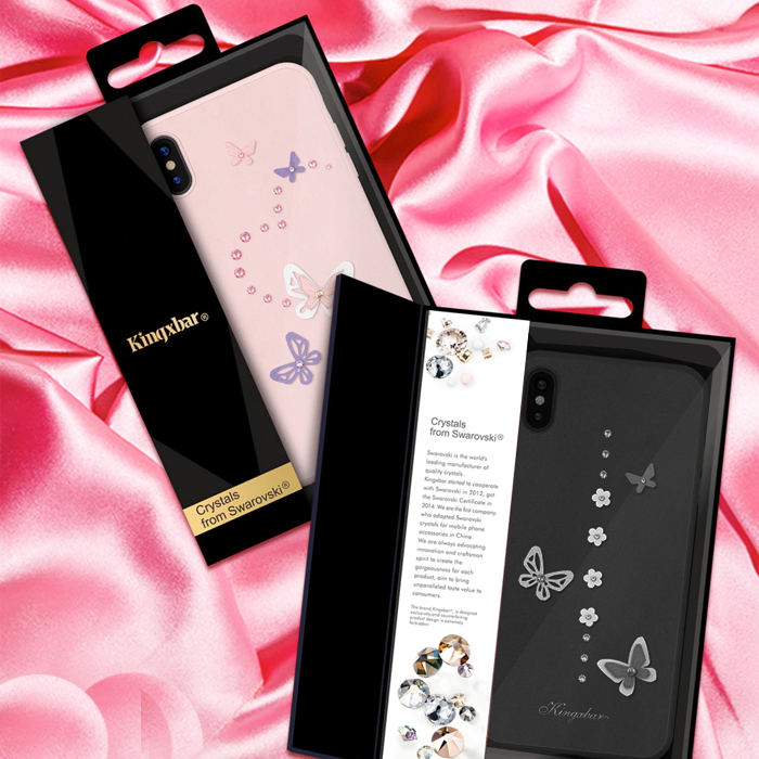 Kingxbar Apple iPhone XS Max - 3D Crystals PU Leather Case - Butterfly Black