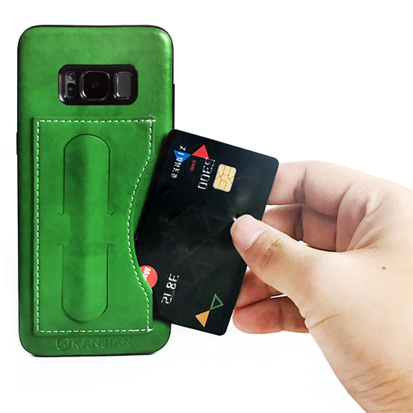 Kanjian Samsung G950F Galaxy S8 Business Card Slot Backcover Leather - Green