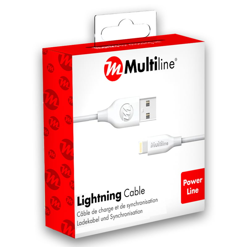 Multiline PowerLine Lightning USB Cable - 1,2M - White