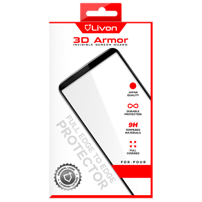 Livon Huawei Y9 (2019) (JKM-LX1) Tempered Glass 3D Armor - Black