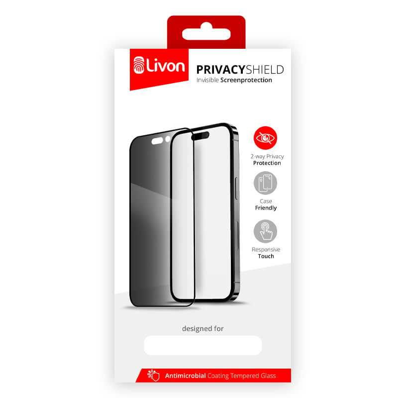 Livon iPhone 14 Pro Tempered Glass - PrivacyShield - Black