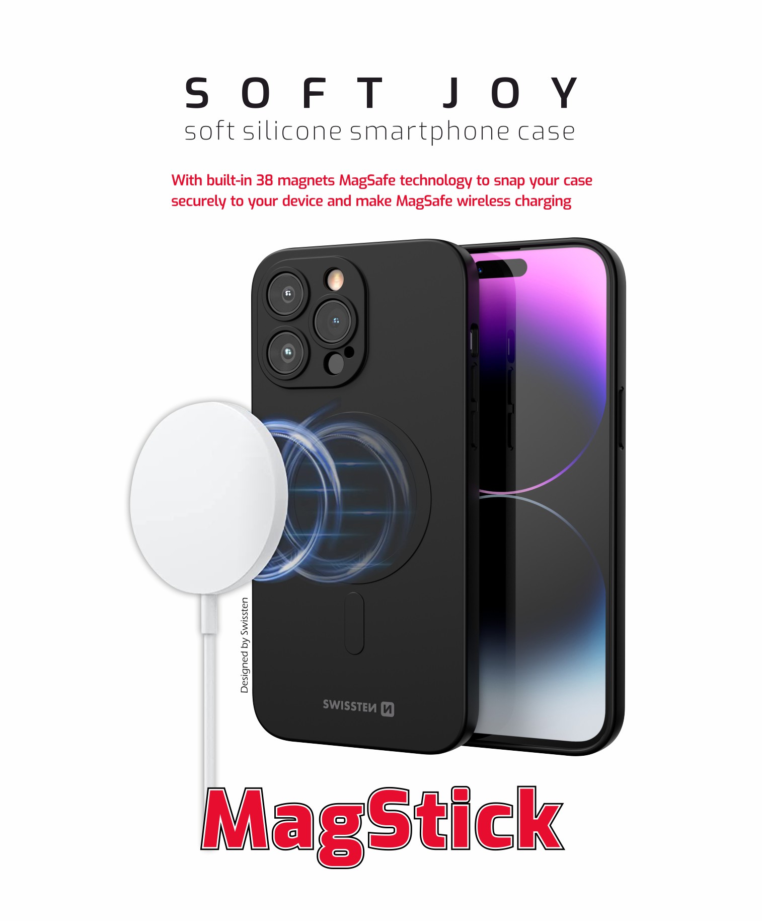 Swissten iPhone 15 Pro Soft Joy Magstick Case - 35500118 - For Magsafe Charging - Black