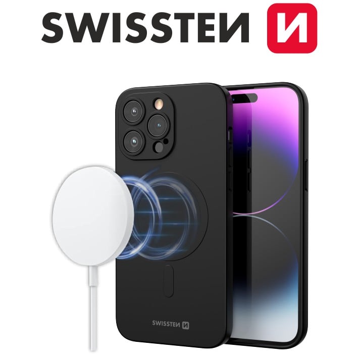 Swissten iPhone 15 Pro Soft Joy Magstick Case - 35500118 - For Magsafe Charging - Black