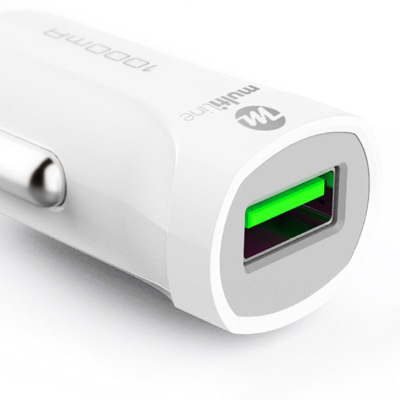 Multiline Smart Car Charger 1 Port - 1A - White