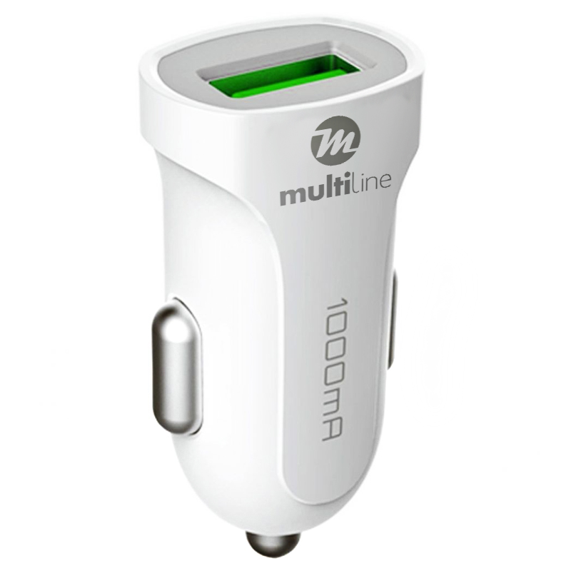 Multiline Smart Car Charger 1 Port - 1A - White