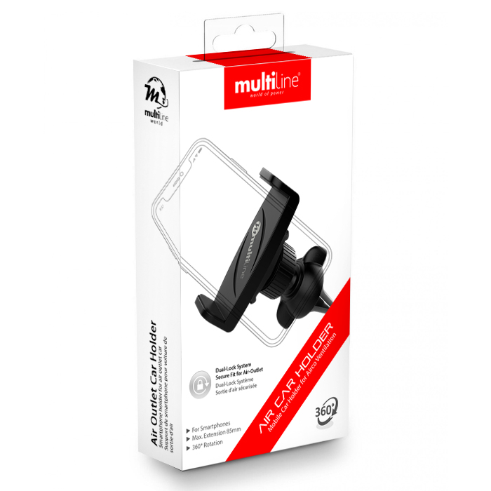 Multiline Universal Air Car Holder - Air Outlet - Black - MWAC70(EU) 