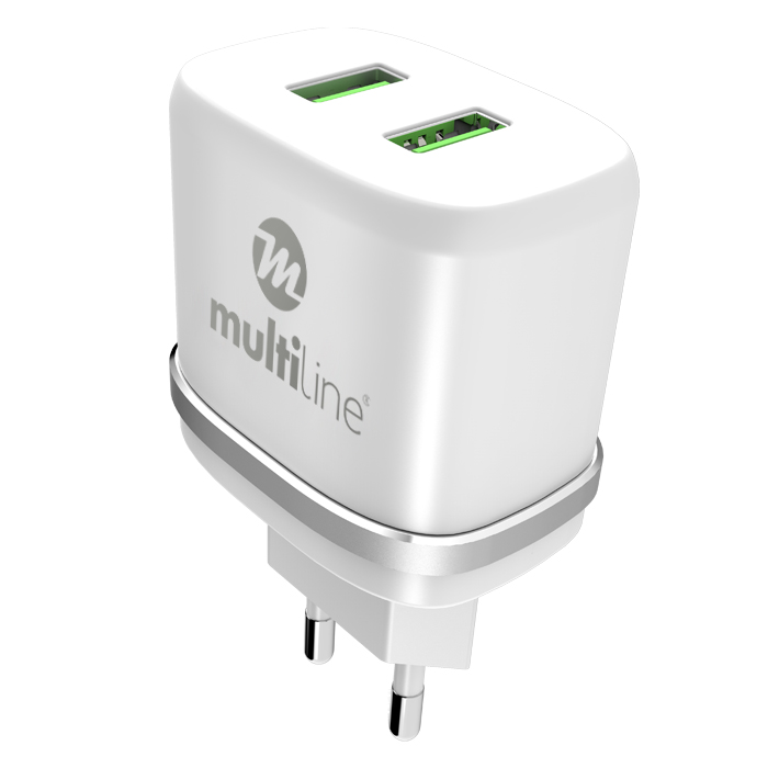 Multiline Power Dual Adapter - 2.4A incl. Type-C USB Cable