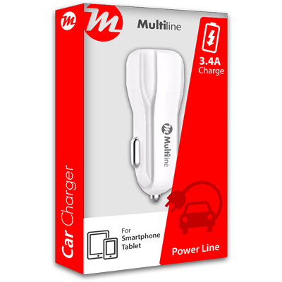 Multiline Car Charger with Micro USB Cable Dual USB Port