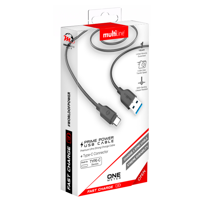 Multiline Prime Power Type-C to USB Cable - 1 meter - MW-P100T