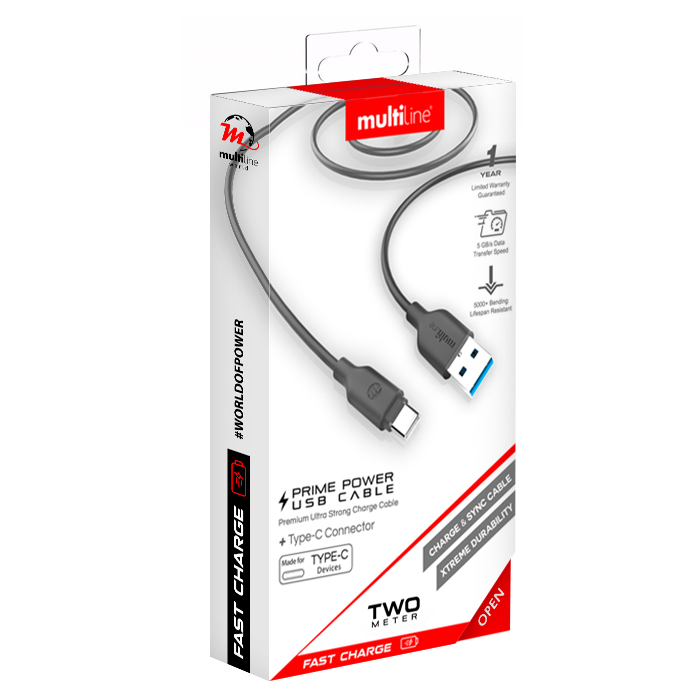 Multiline Prime Power Type-C to USB Cable - 2 meter - MW-P200T