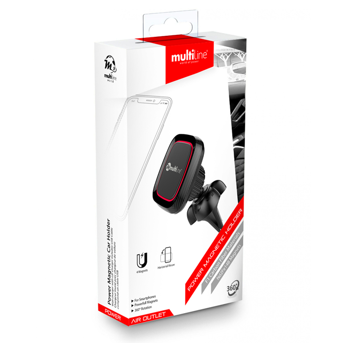Multiline Power Magnetic Car Holder - Air Outlet - Black