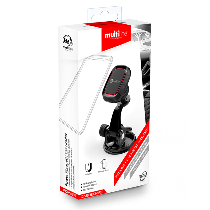 Multiline Power Magnetic Car Holder - Dashboard - Black