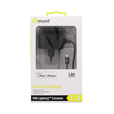 muvit Travel Charger SQ Apple Lightning 1A Black