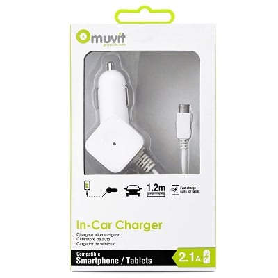muvit Car Charger SQ Micro USB 2.4A White