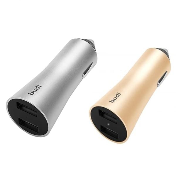 Budi All Metal 2 USB Car Charger With LED Indicator - Gold 