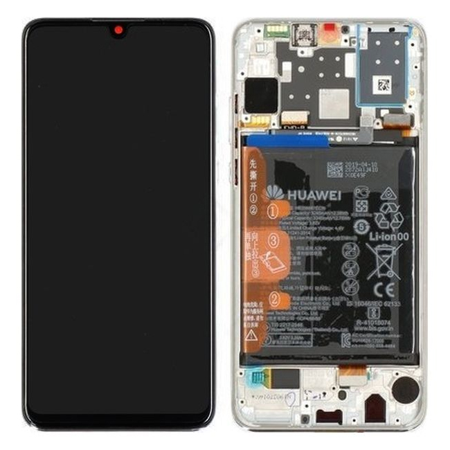 Huawei P30 Lite New Edition (MAR-L21BX) LCD Display + Touchscreen + Frame - 02353FQB - White