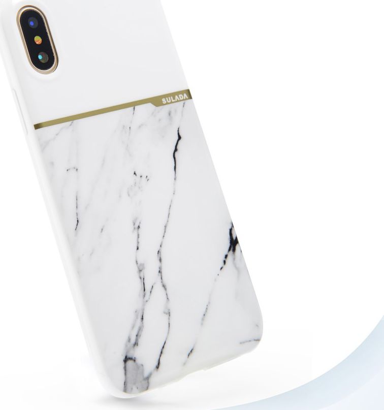 Apple iPhone X - Sulada Marble TPU Case - White  