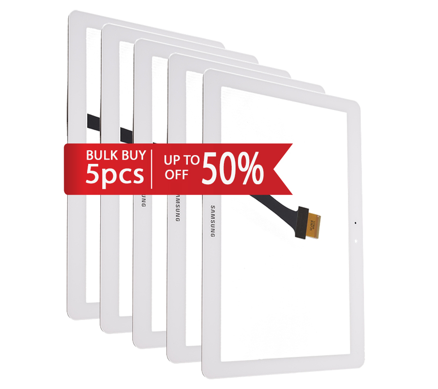 Samsung GT-N8000 Galaxy Note 10.1/GT-P5100 Galaxy Tab 2 10.1/GT-N8010 Galaxy Note 10.1/GT-P5110 Galaxy Tab 2 10.1 Touchscreen/Digitizer Bulk Pack 5 Pcs White