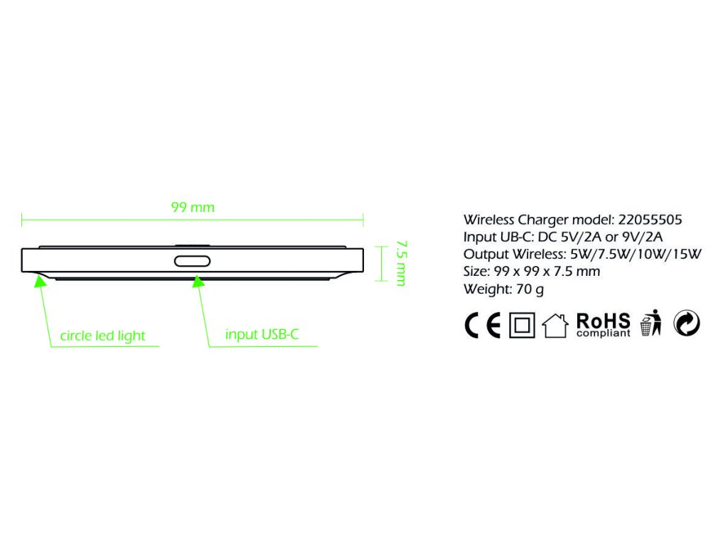 Swissten Wireless Charger - 22055504 - 15W - Black