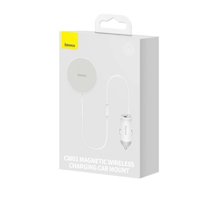 Baseus Car Charger MagSafe 15W holder for Air vent + USB-A 25W White (SUCX040002)