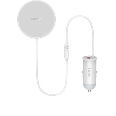 Baseus Car Charger MagSafe 15W holder for Air vent + USB-A 25W White (SUCX040002)