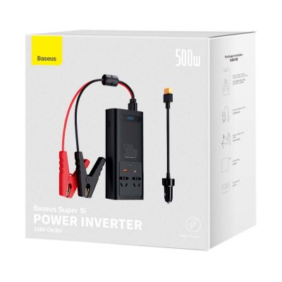 Baseus  Power Inverter - 150W 12V / 500W 220V  (C+U + Dual EU plug) - Black