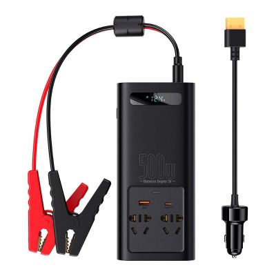 Baseus  Power Inverter - 150W 12V / 500W 220V  (C+U + Dual EU plug) - Black