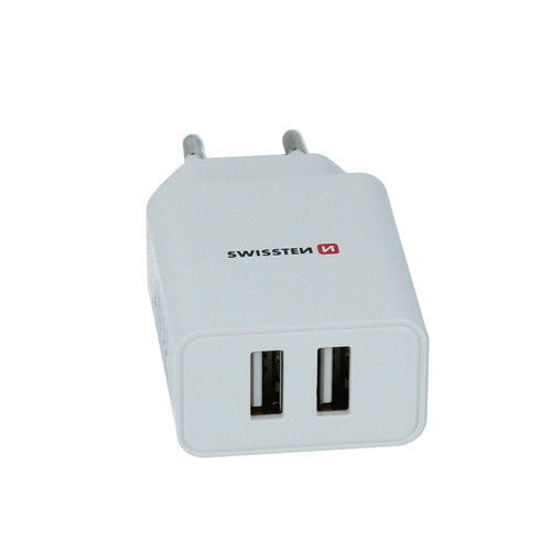 Swissten 2.1A Dual Port Travel Charger (10.5W) - 22051000 + Micro USB Cable - White