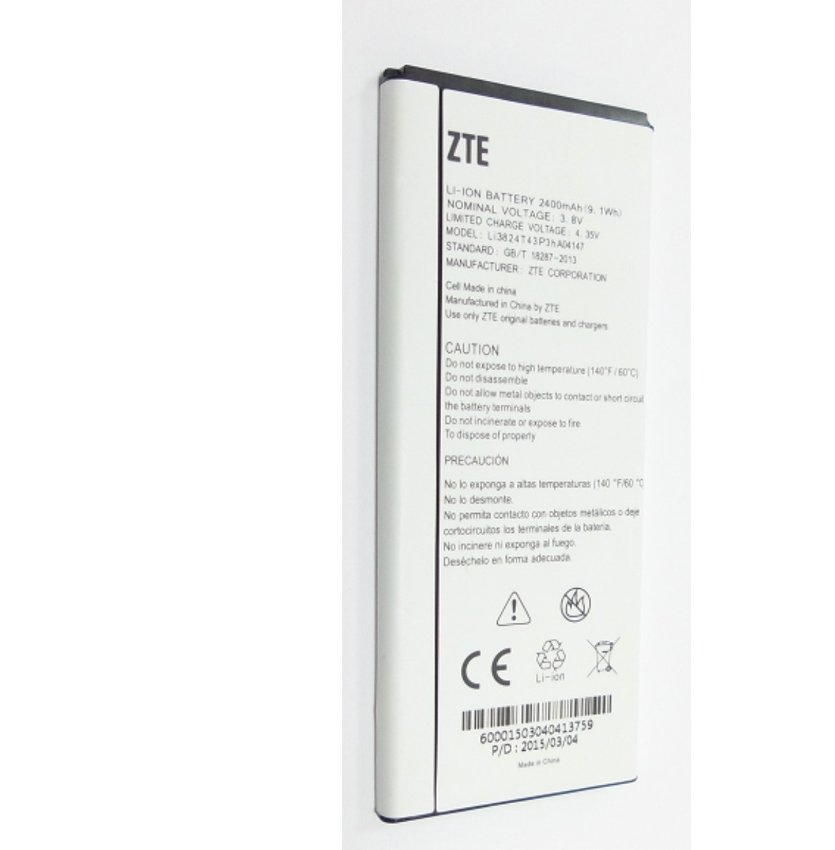 ZTE V5 Lux/Redbull V5 V9180 Battery Li3824T43P3hA04147 - 2400 mAh 